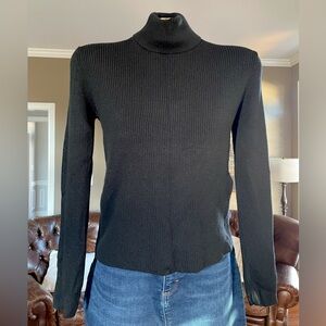 Merino Wool Long Sleeve Ribbed Turtleneck Sweater